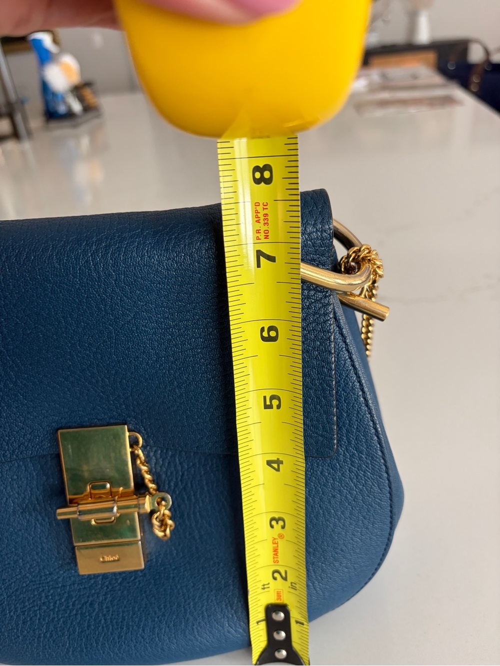 Chloé Drew Medium Blue Leather Shoulder Crossbody Bag Gold Hardware. With COA - Picture 11 of 15